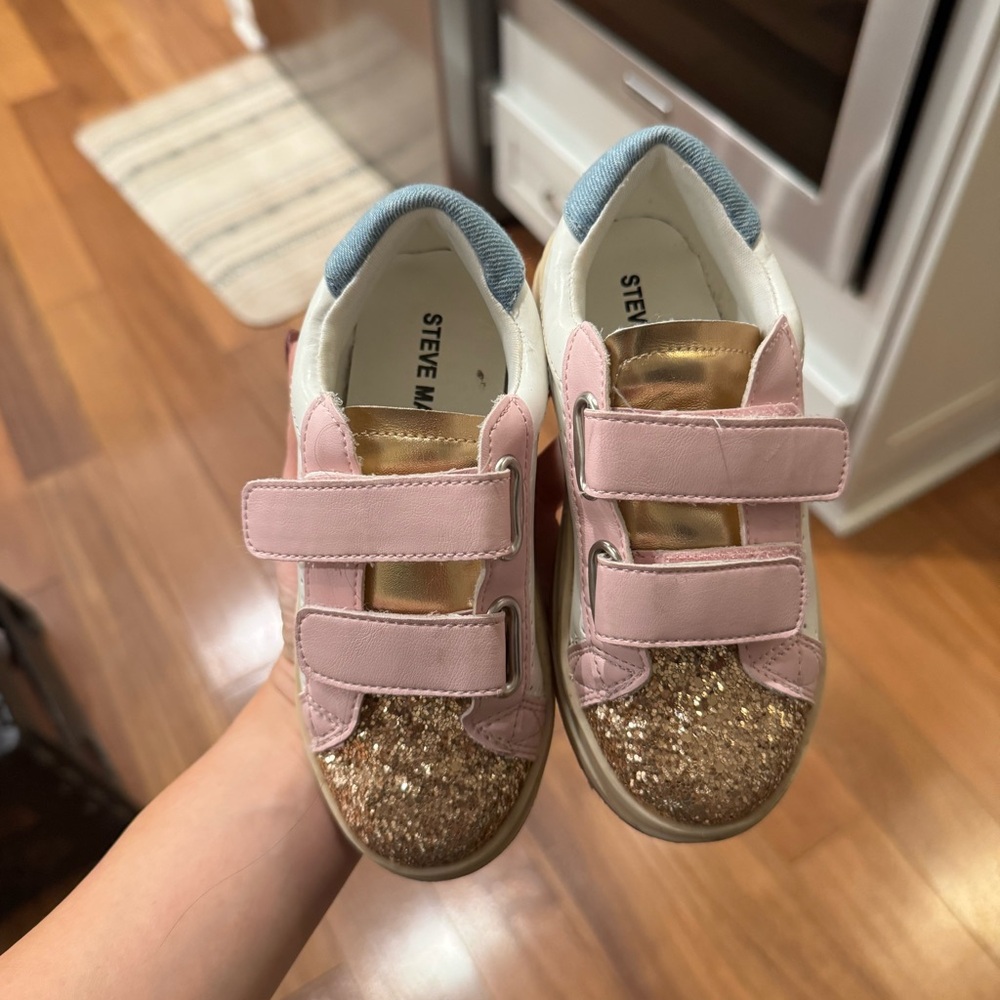 Steve Madden Kids' Pink and Gold Glitter Sneakers